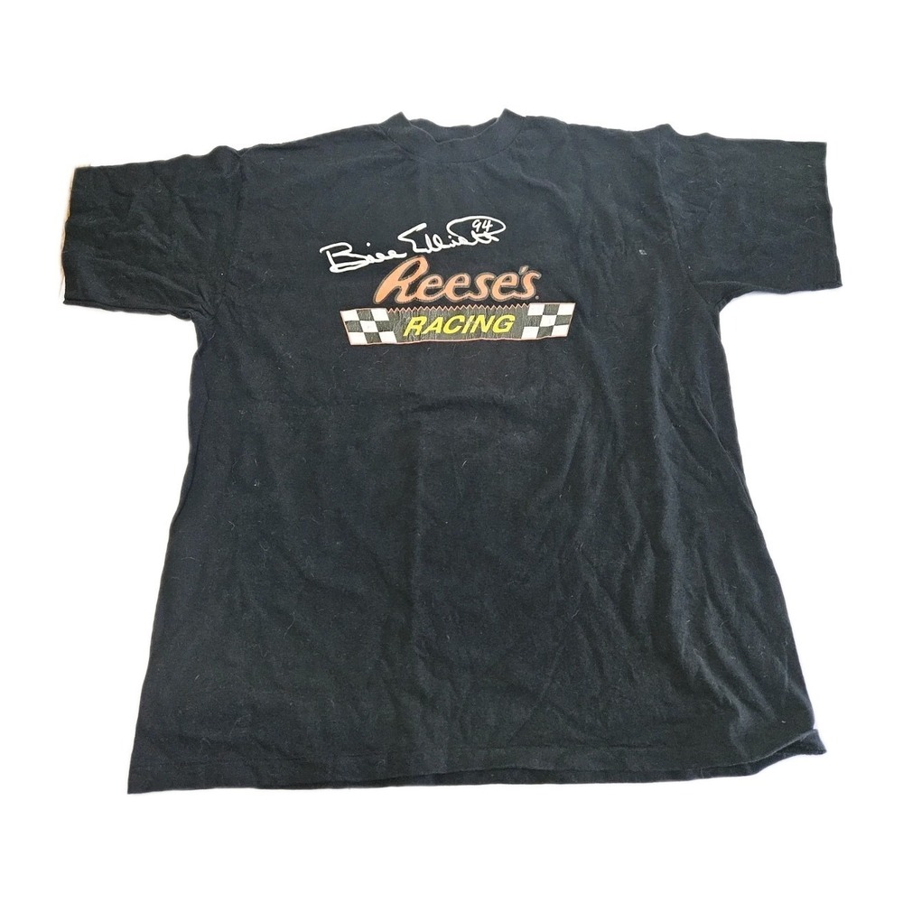 Vintage 90s NASCAR Bill Elliot McDonald's Racing Reeces Graphic T-shirt Black XL